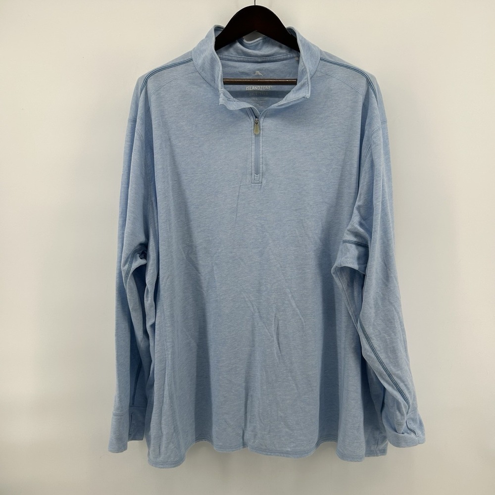 Tommy Bahama IslandZone Performance 1/4 Zip Pullover 3XLB Light Blue Marlin Pima